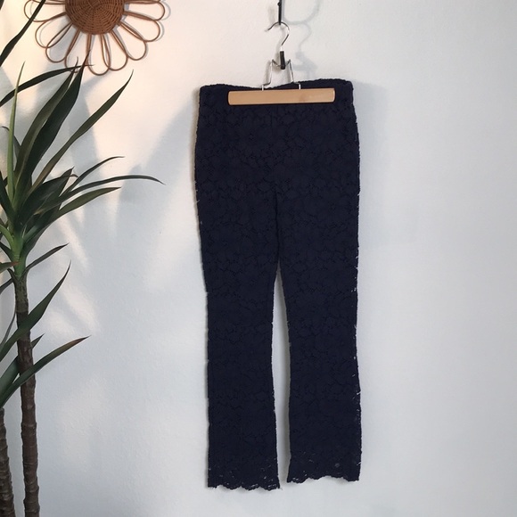Free People WILD LACES PULL-ON CROP FLARE PANTS IN DISCO INDIGO - Picture 6 of 7